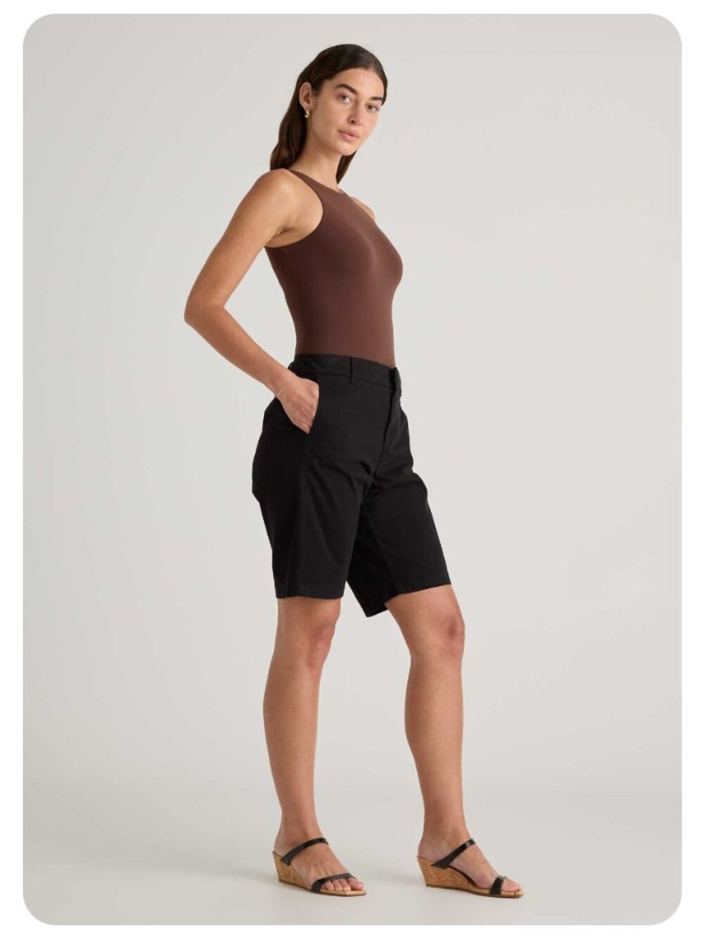 Quince Black Organic Stretch Cotton Chino Bermuda Shorts sz 4